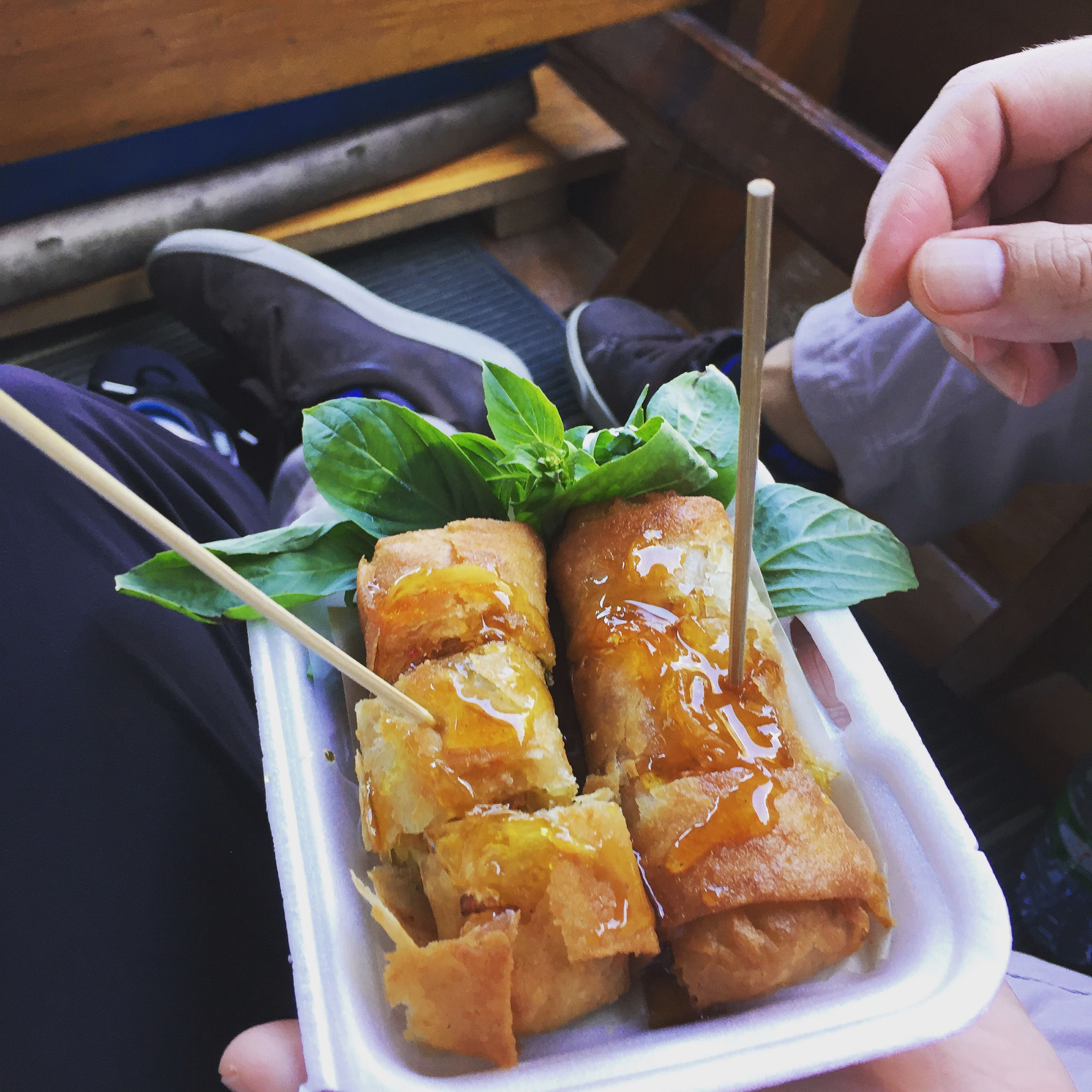 Hot and Crispy Egg Rolls from a River Market vendor