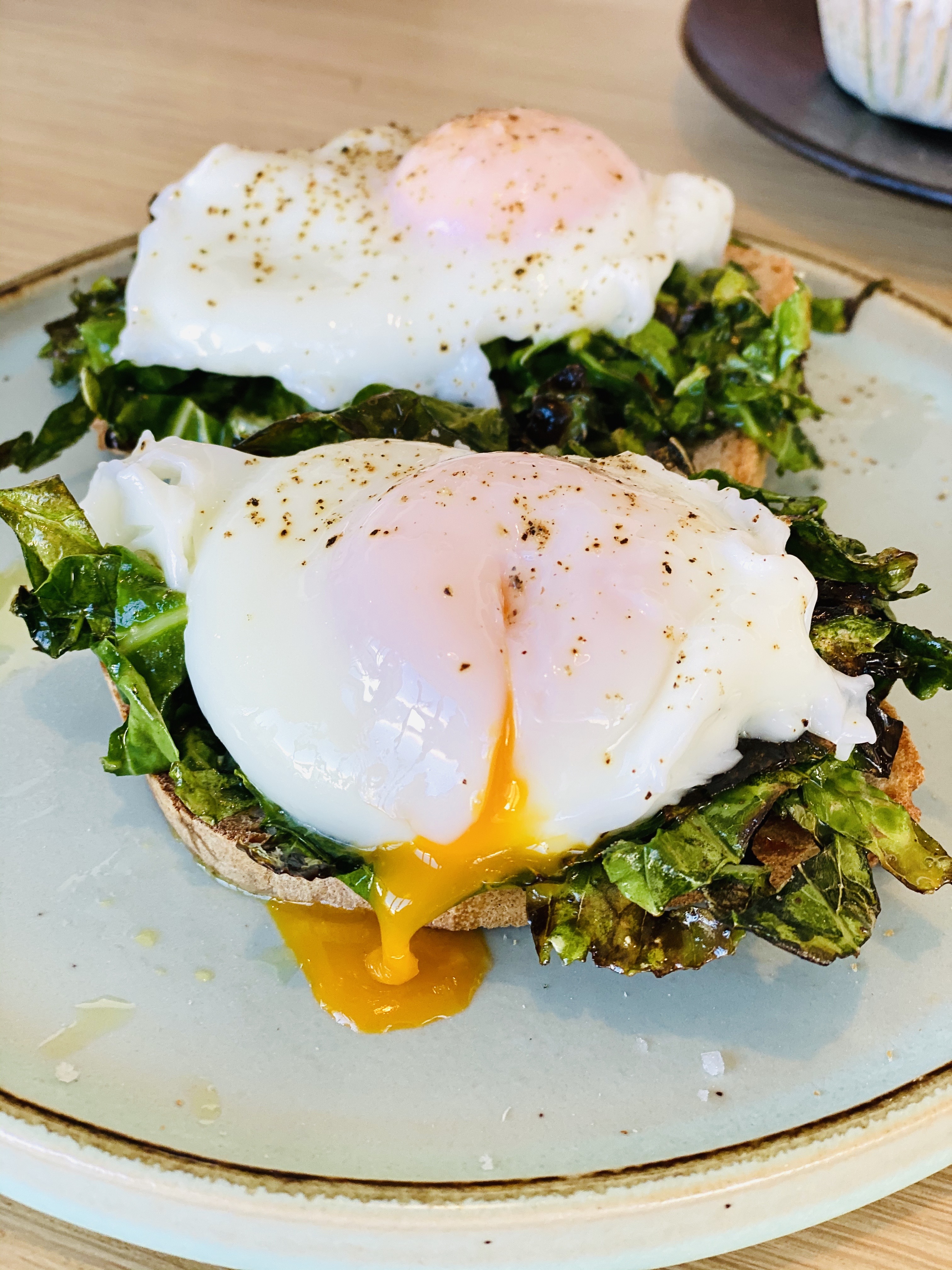 Kale & Spinach Toast with 2 Poached Eggs