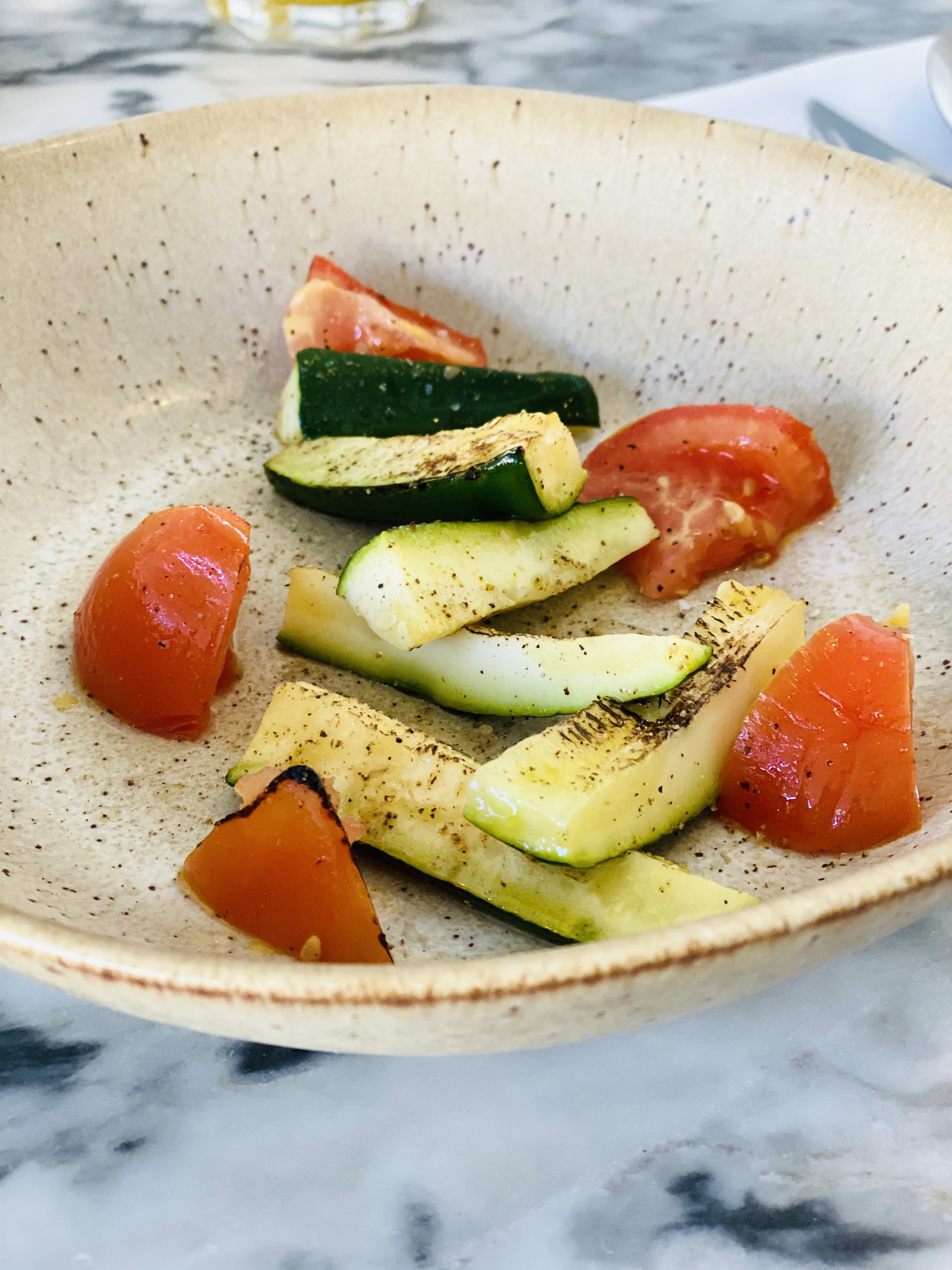 Roasted Zucchini & Fresh Tomatoes