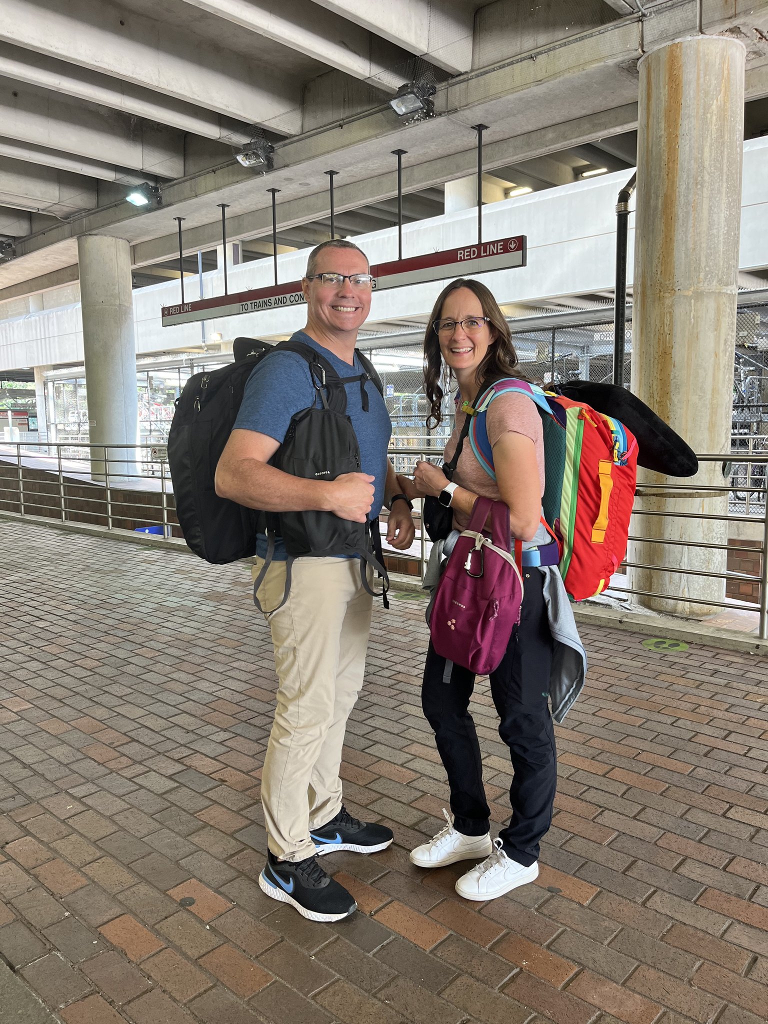 Jana and Scott ready for a two week trip.