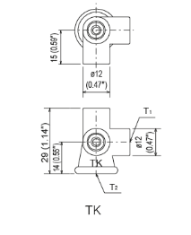 LUBE USA 106437 TK HTU Junction Header dimensions and technical drawing