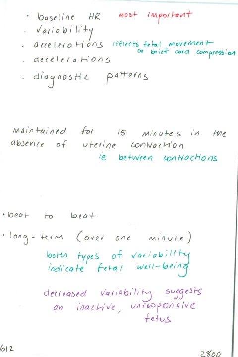 612. Components of fetal heart tracings to be assessed / Define ...