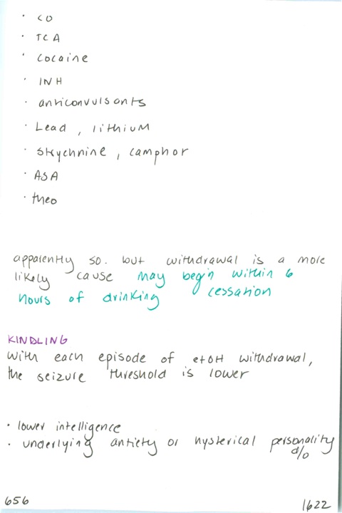 656. Key intoxicants that cause status or look like status epilepticus ...