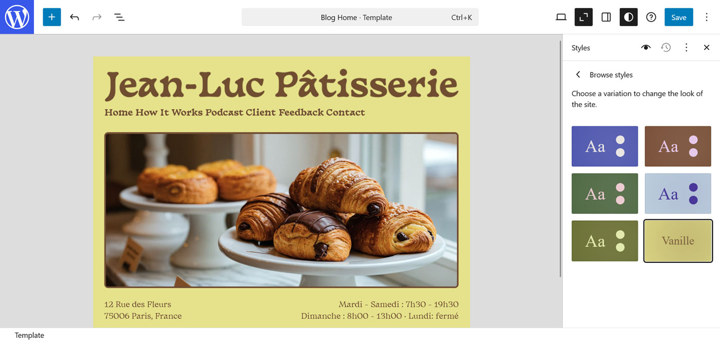 WordPress Site Editor