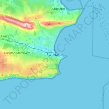 Swanage Topographic Map Elevation Terrain Thumbnail.