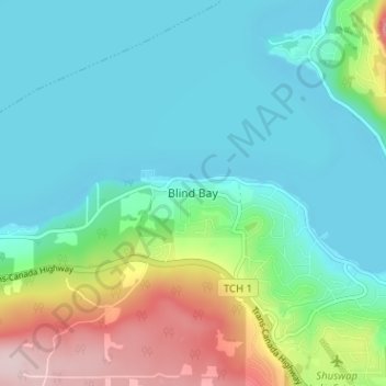 Blind Bay Topographic Map Elevation Terrain Thumbnail 