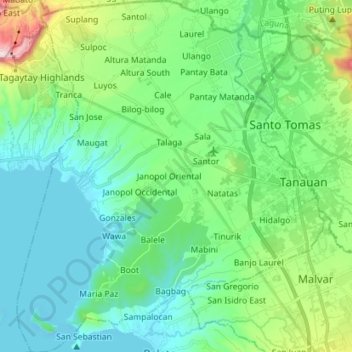 Tanauan Topographic Map Elevation Terrain Thumbnail 