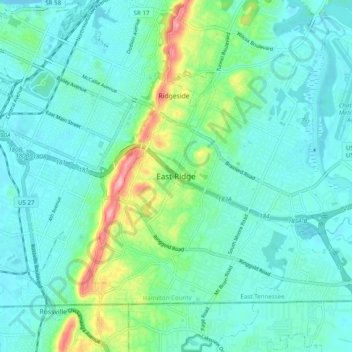 East Ridge Topographic Map Elevation Terrain Thumbnail 