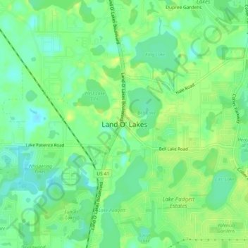 Land O Lakes Topographic Map Elevation Terrain Thumbnail 