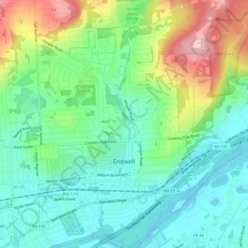 Endwell Topographic Map Elevation Terrain Thumbnail 