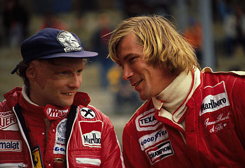 Niki Lauda And James Hunt Share A Joke At The 1977 Belgian