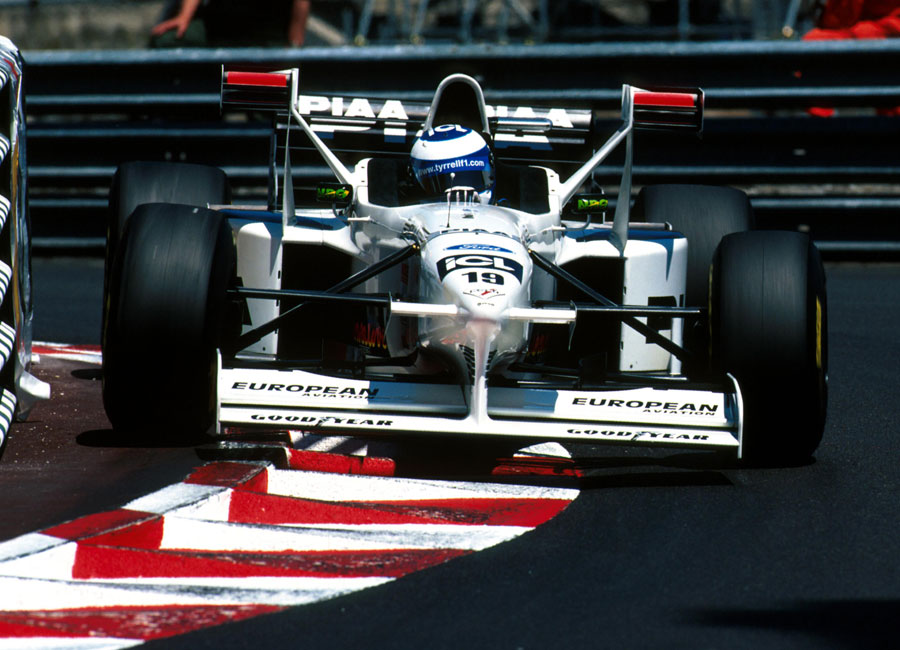 Mika Salo Rides The Kerbs In The Distinctive Tyrrell 025 X