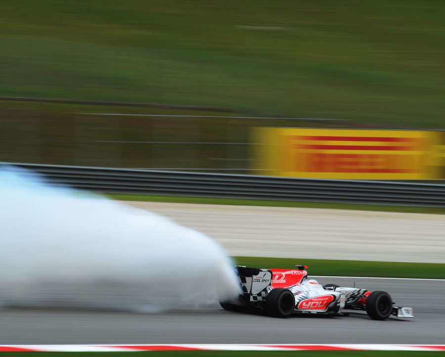 Narain Karthikeyan S Engine Belches Out Smoke On Its First