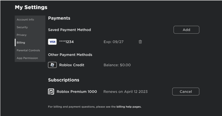 Adding And Updating Payment Information Roblox Support
