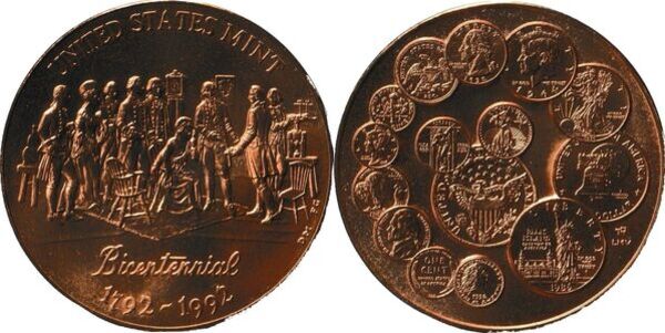 Official Us Mint Bronze United States Mint Bicentennial 1792 1992 Medal Tough Rare Property Room 