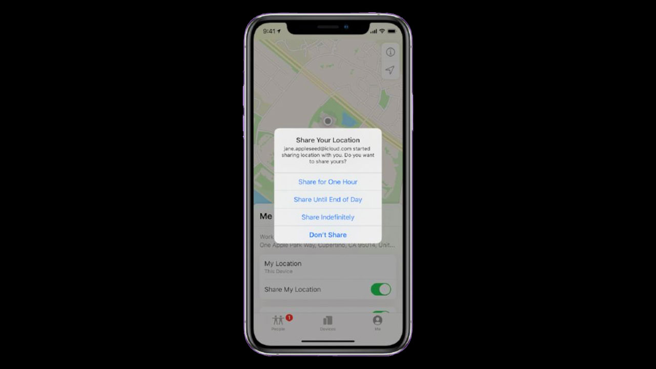 Share location on iPhone