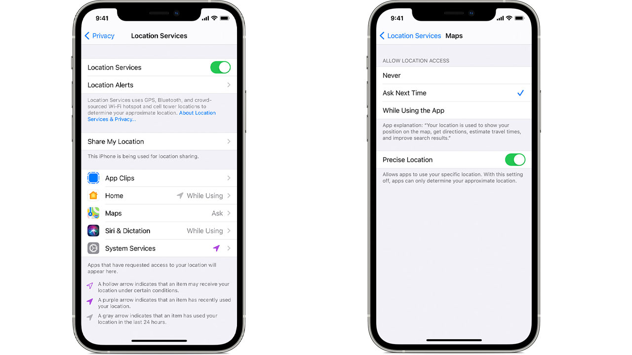 How to turn location services iphone