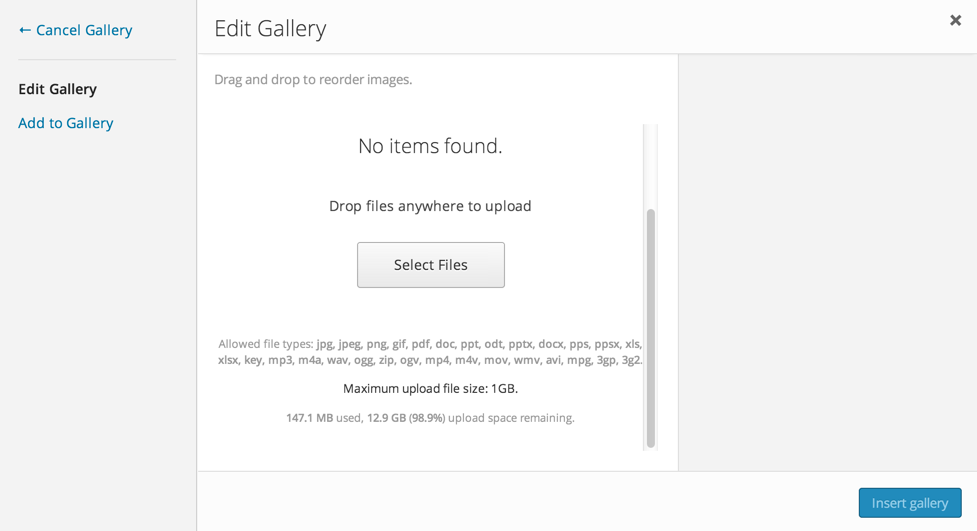 Edit Gallery - Upload Images