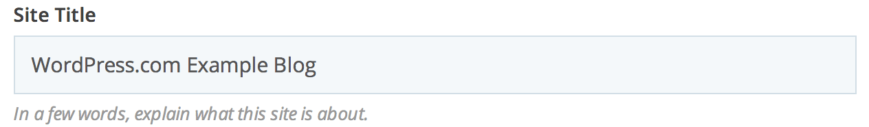 General Settings - Site Title