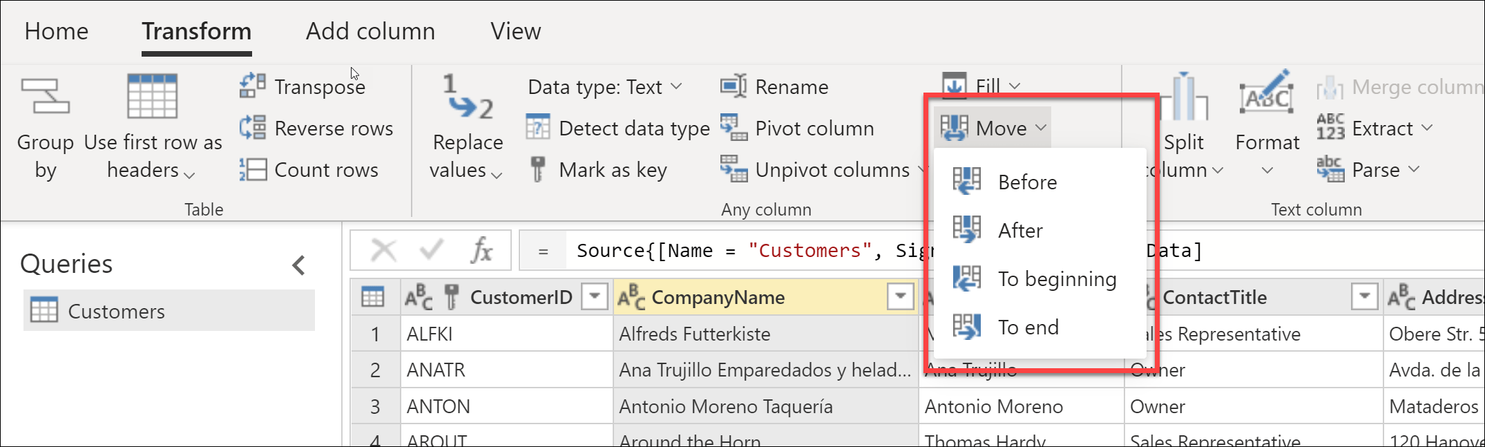 How to Change Order of Columns in Power BI