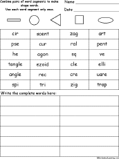 spelling shape words shapes word circle triangle square rectangle worksheets puzzle enchantedlearning trapezoid spiral heart pentagon ellipse zigzag combine segments