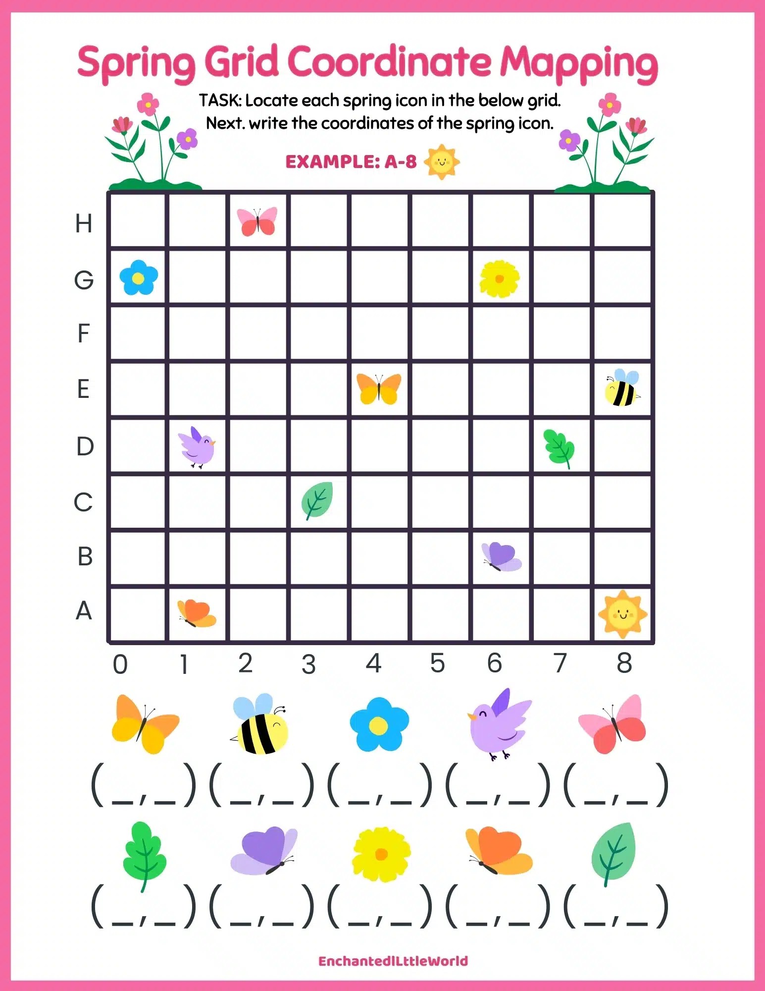 free-printable-spring-grid-mapping-enchanted-little-world for Free Printable Map Grid Worksheet Free Printable Spring Grid Mapping • Enchanted Little World for Free Printable Map Grid Worksheet