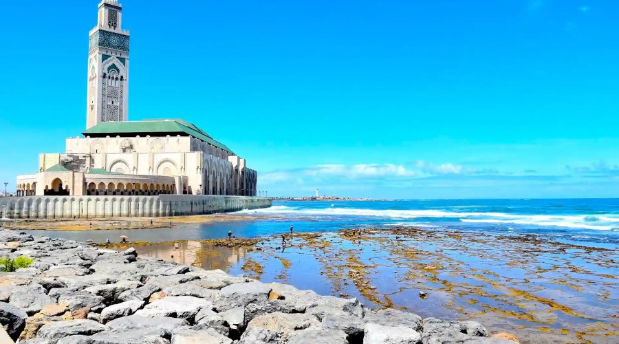 Mosque Hassan 2 by atlantic ocean during atlantic coastline tour