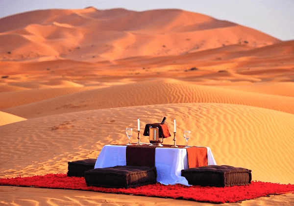 a lounge on tangerine dunes during exploring desert