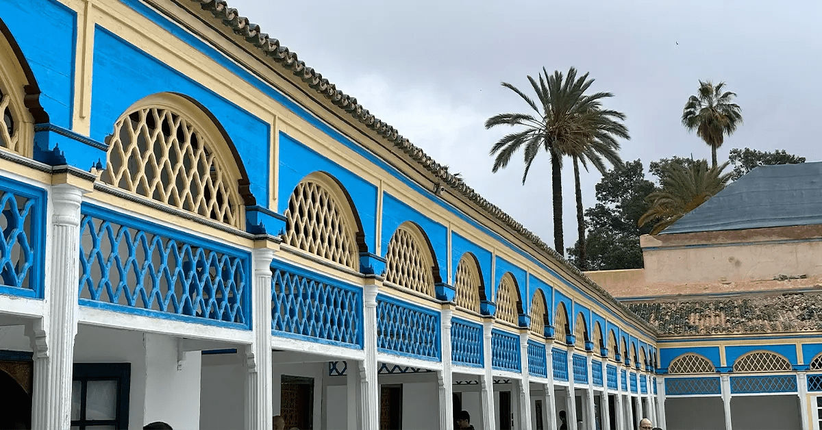 Bahia palace in its middle square with palms