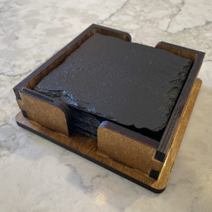 Add-On: Stained Laser-Cut Tile Holder for Your Custom Slate Coasters Encinitas 3D
