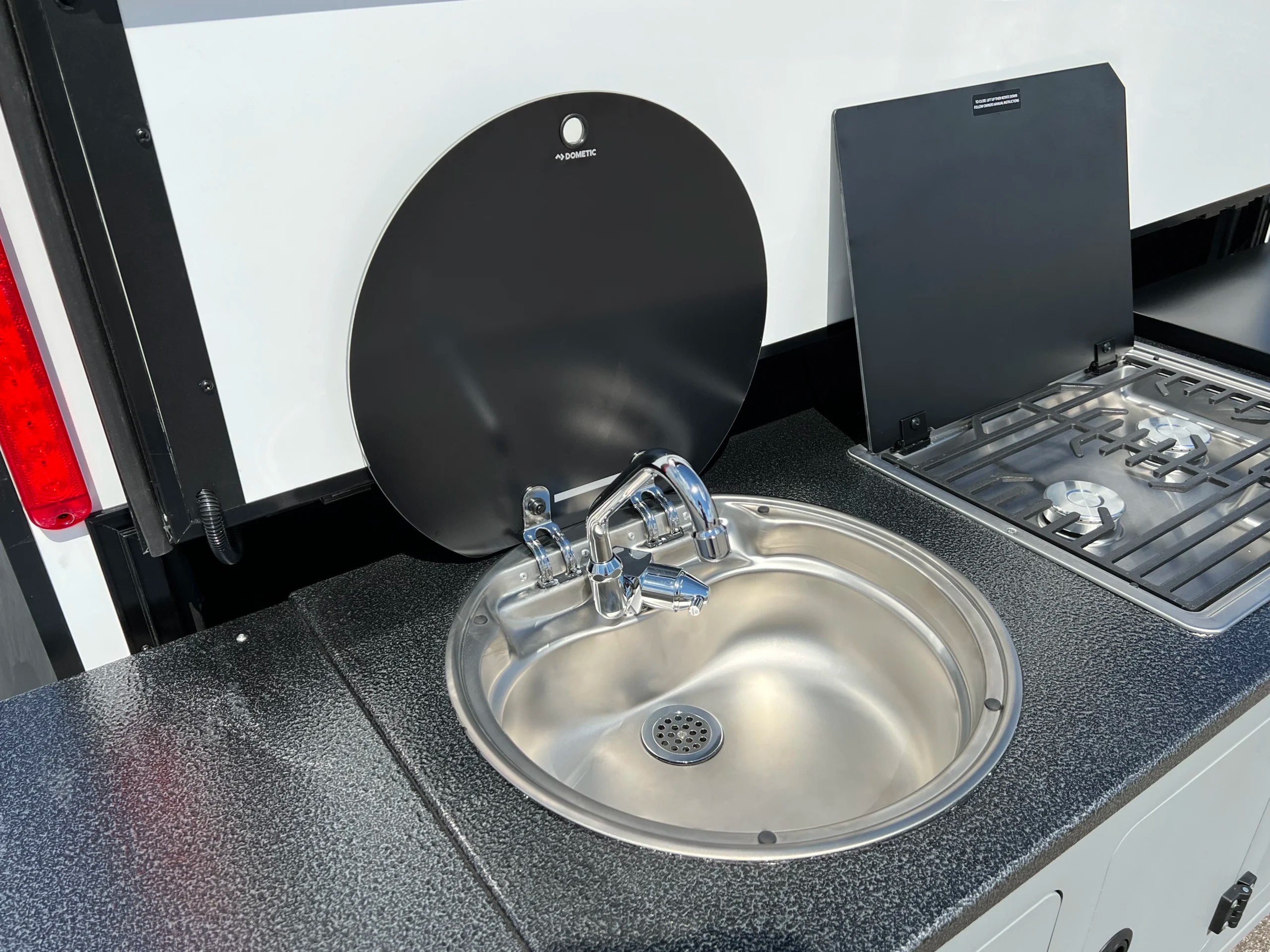 Stainless Steel Sink & Faucet w/Glass Cover