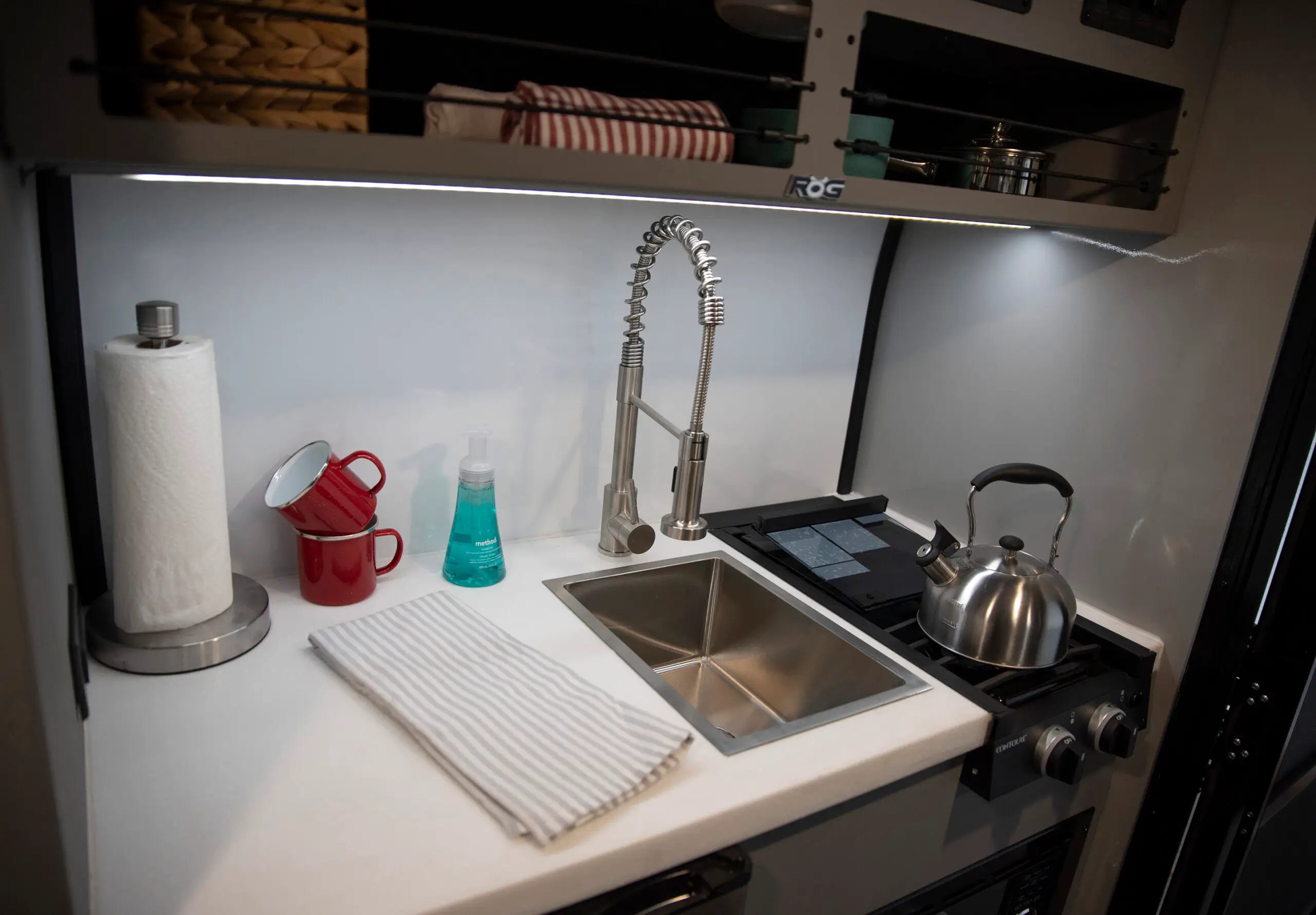 Kitchen w/Stainless Steel Sink & 2-Burner Stove