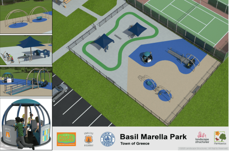 Digital rendering of what the inclusive playground will look like from an aerial view