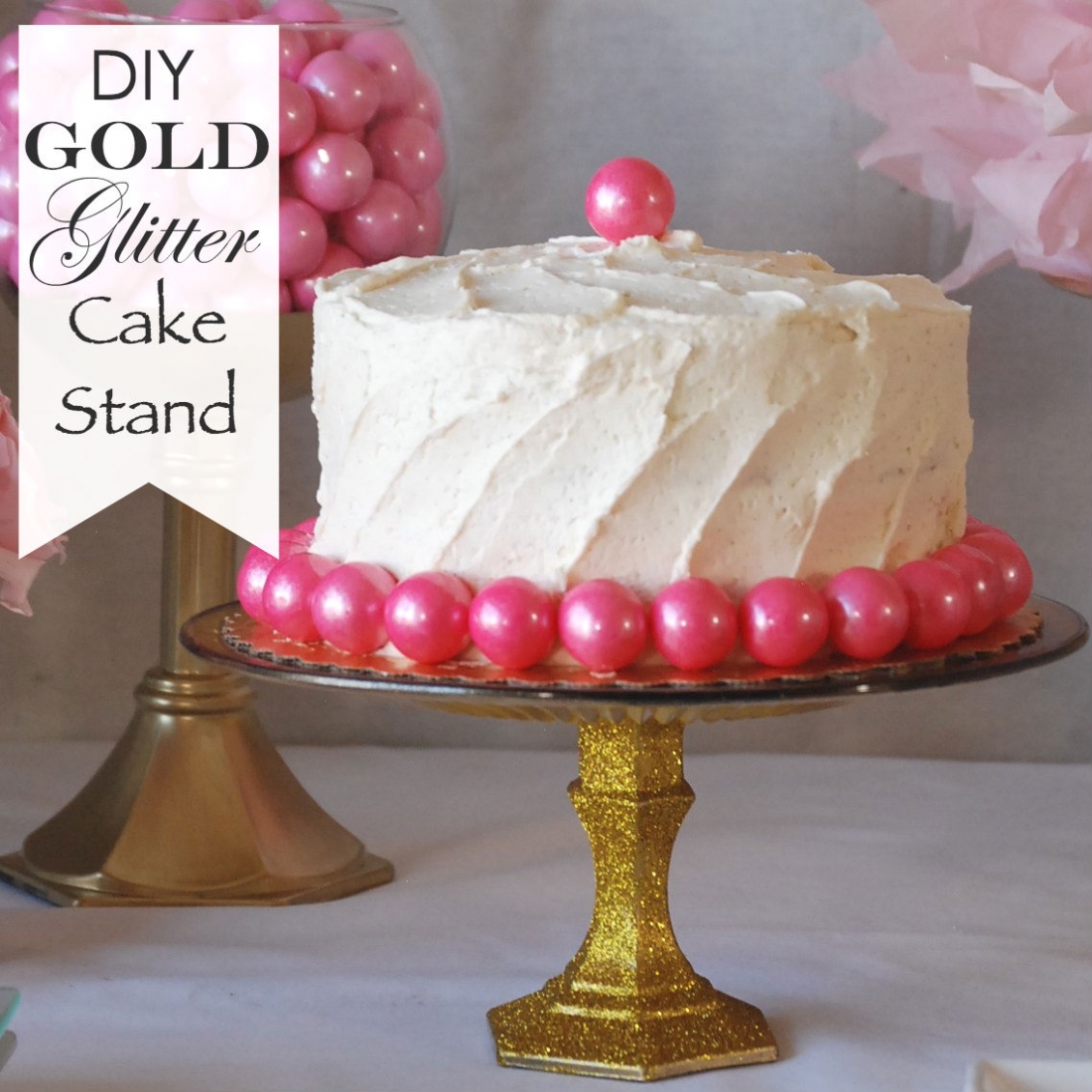 DIY Gold Glitter Cake Stand Endlessly Inspired