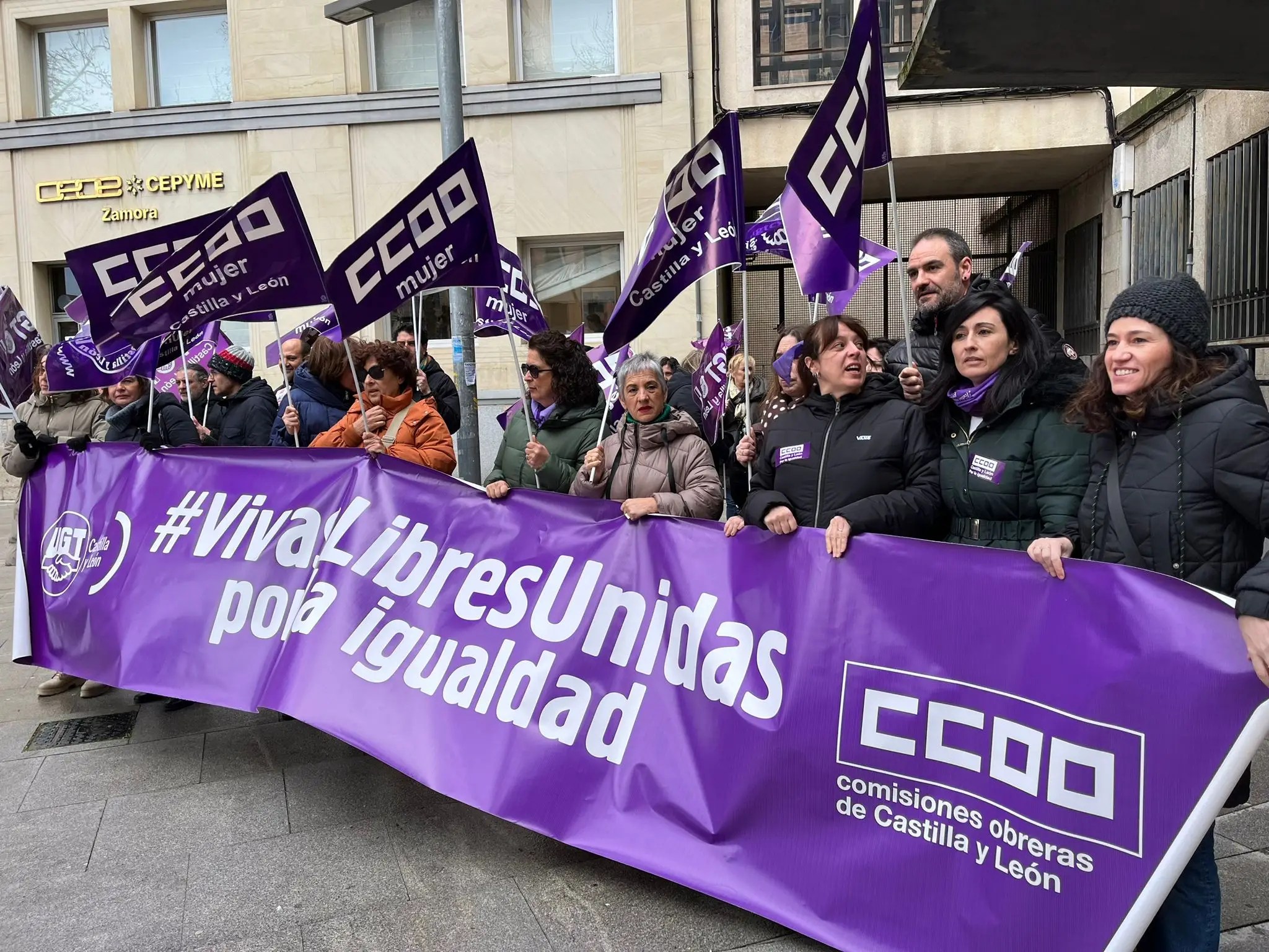 Concentración sindical con motivo del 8-M.