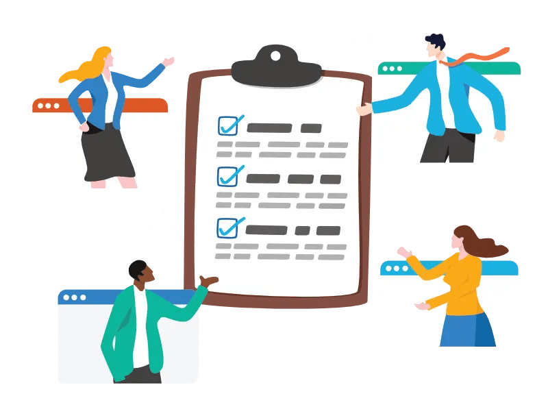 A team showing a checklist for conducting remote calls effectively, including steps for preparation, engagement, and follow-up.