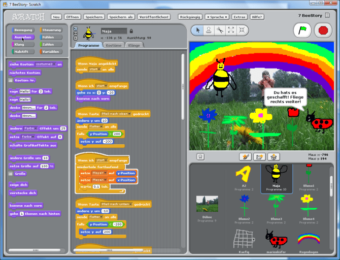 Example of coding in Scratch by Maya German