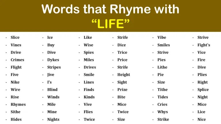 Life rhyme words