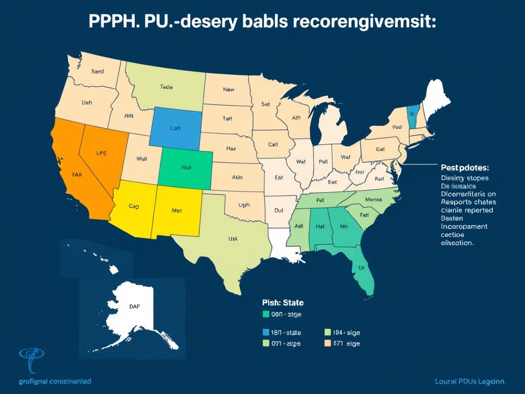 PDH Reporting Track Submit Hours Correctly Map Showing Different PDH Reporting Across US States 