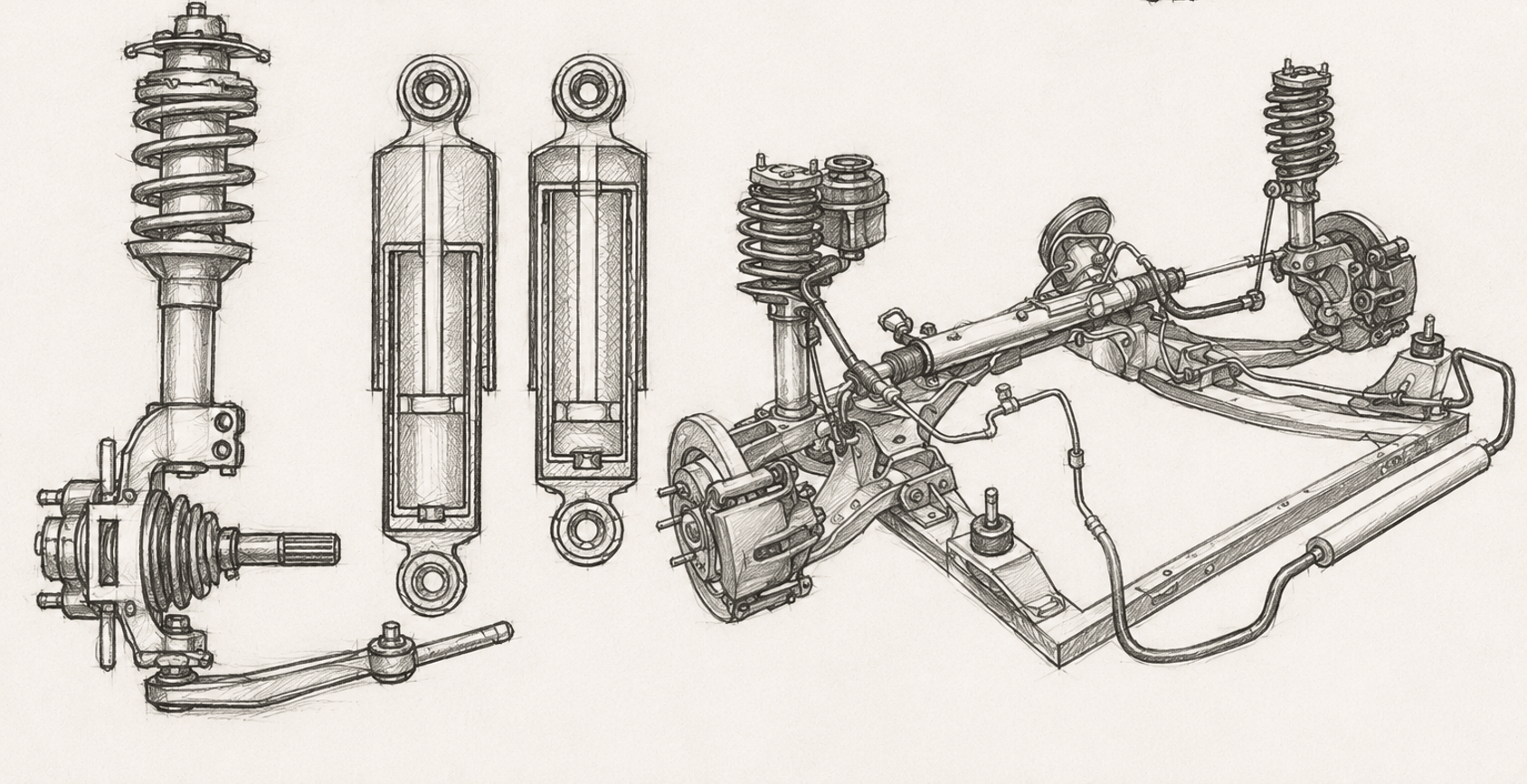 MacPherson strut suspension system diagram