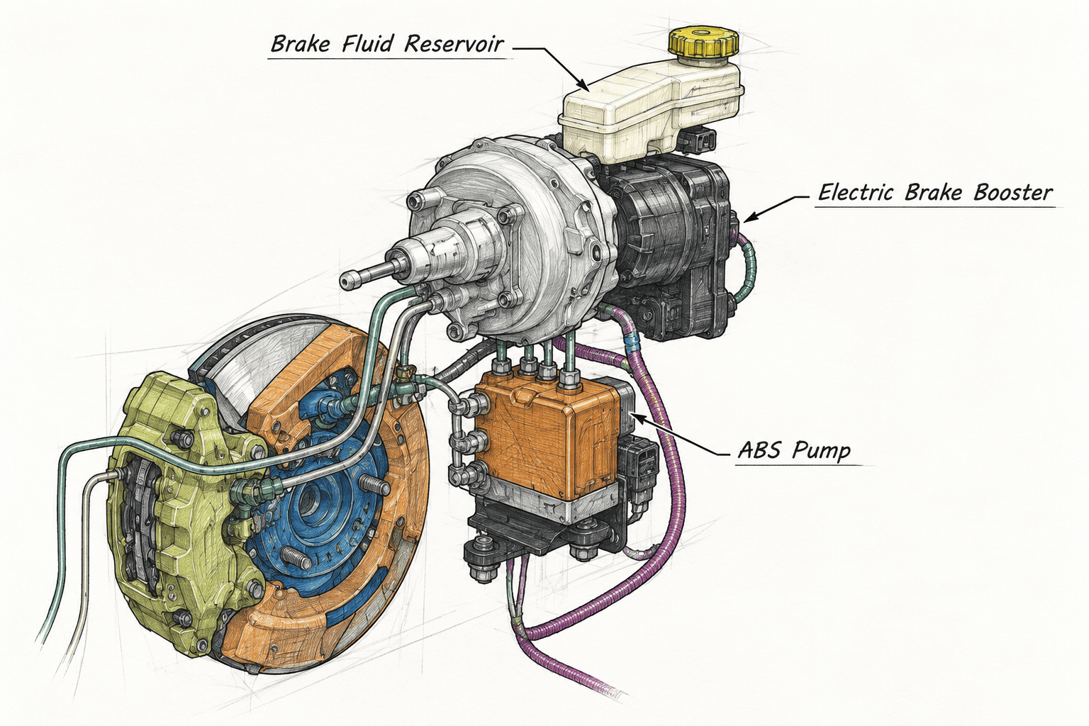 Brake-by-wire hardware components