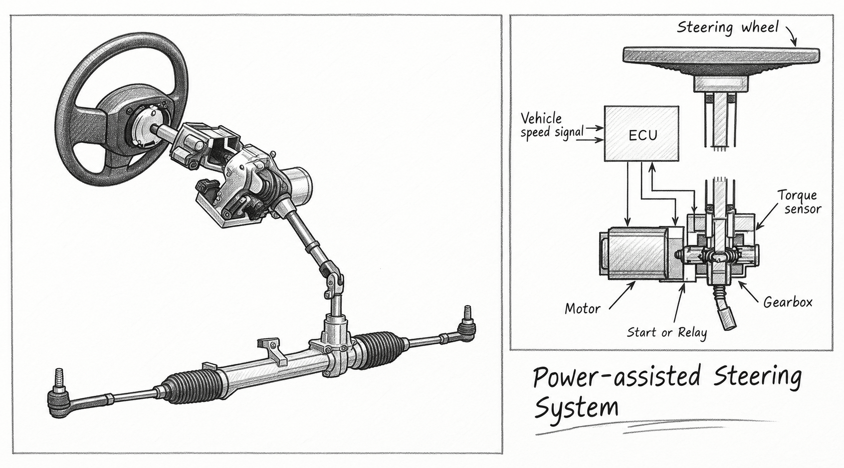 Diagram of an automotive steering system