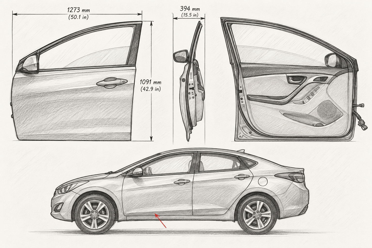 Car doors on a Hyundai vehicle