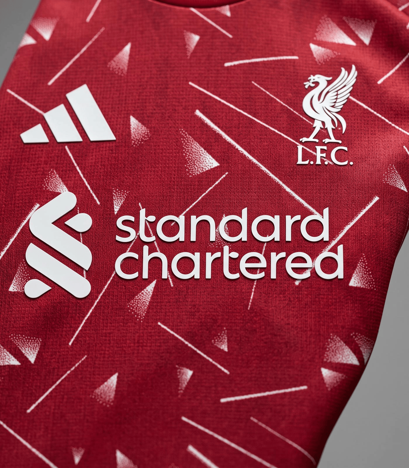 Liverpool FC 2026/27 Home Shirt in Red with Graphic Pattern Design Close Shot