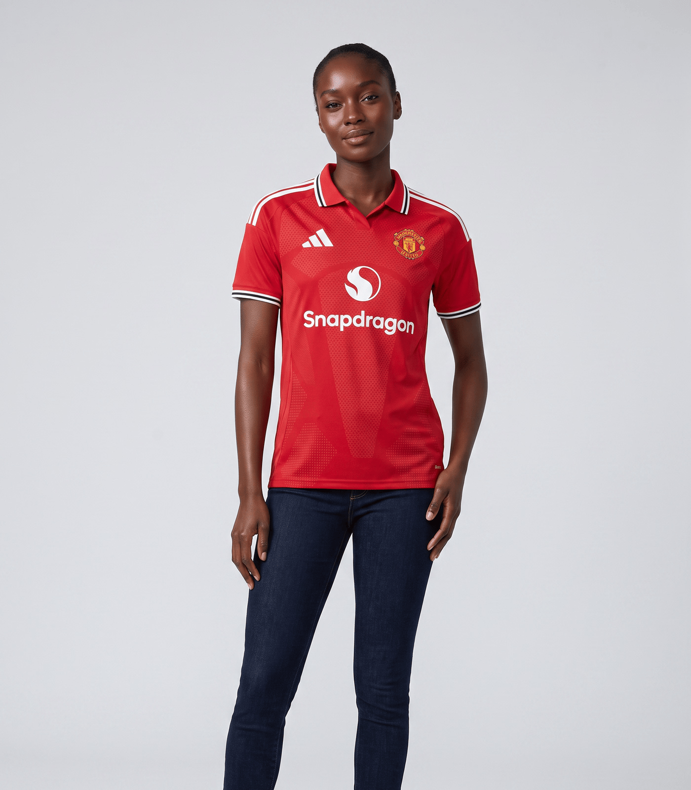 Manchester United FC 2026/27 Home Shirt in Classic Red Close Shot MOdel 2
