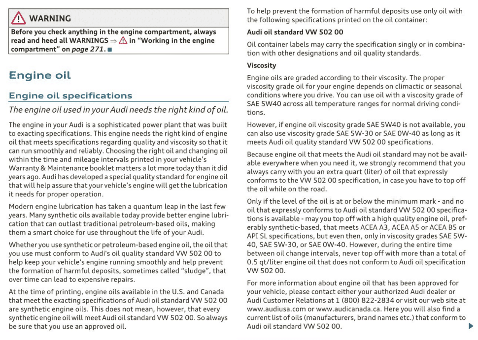 2011 audi a4 oil type