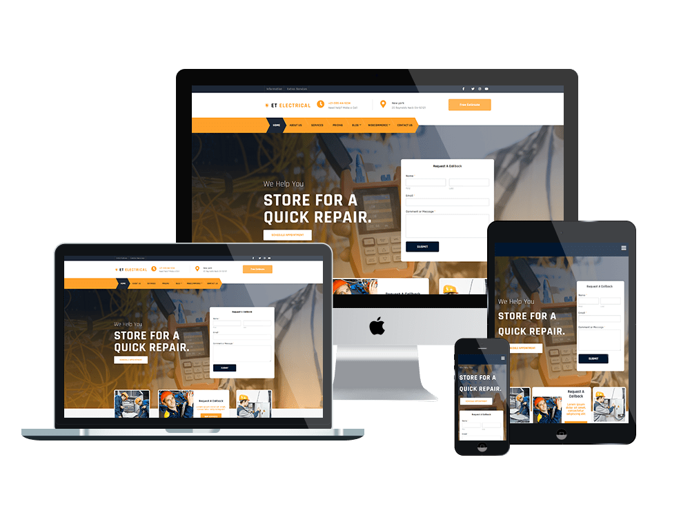 Whether it's a stunning portfolio to showcase your design . Et Electrical Free Responsive Wordpress Electrician Theme Engine Templates