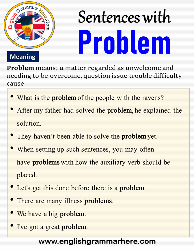 Sentences with problem, problem in a sentence
