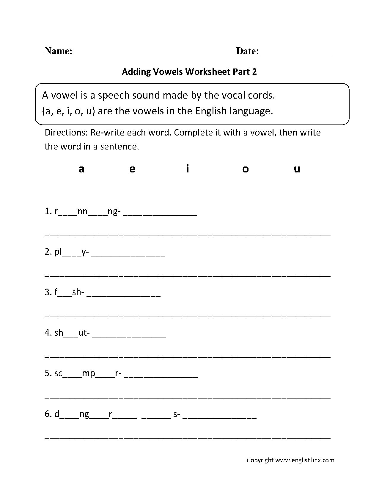 englishlinx com vowels worksheets