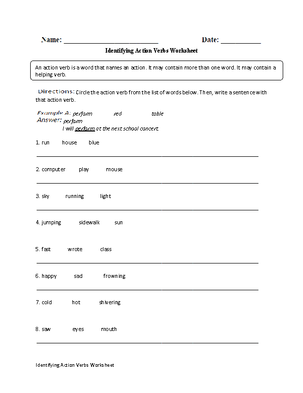 Verbs worksheets